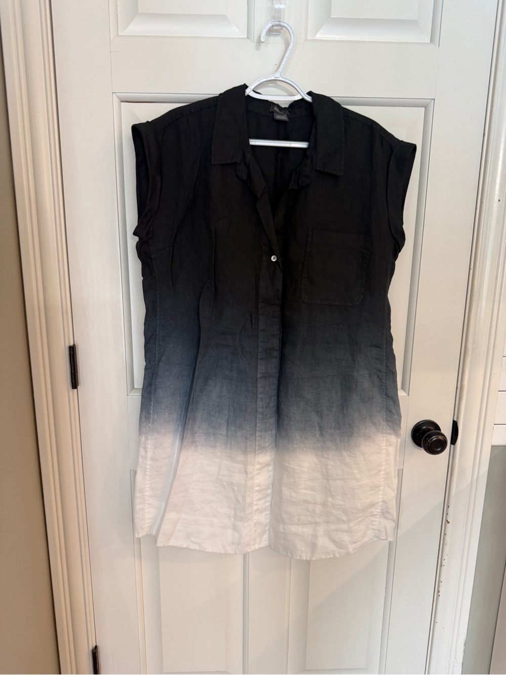 Pure Amici 100% Linen Ombré Sleeveless Button Front Mini Dress 25562 - Picture 3 of 11